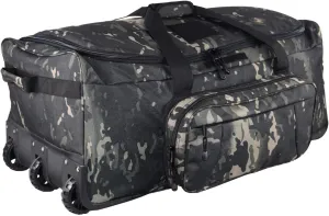 Military Wheeled Deployment Bag Large Tactical Heavy Duty Duffel Bag for Camping Hiking (Black Camo)