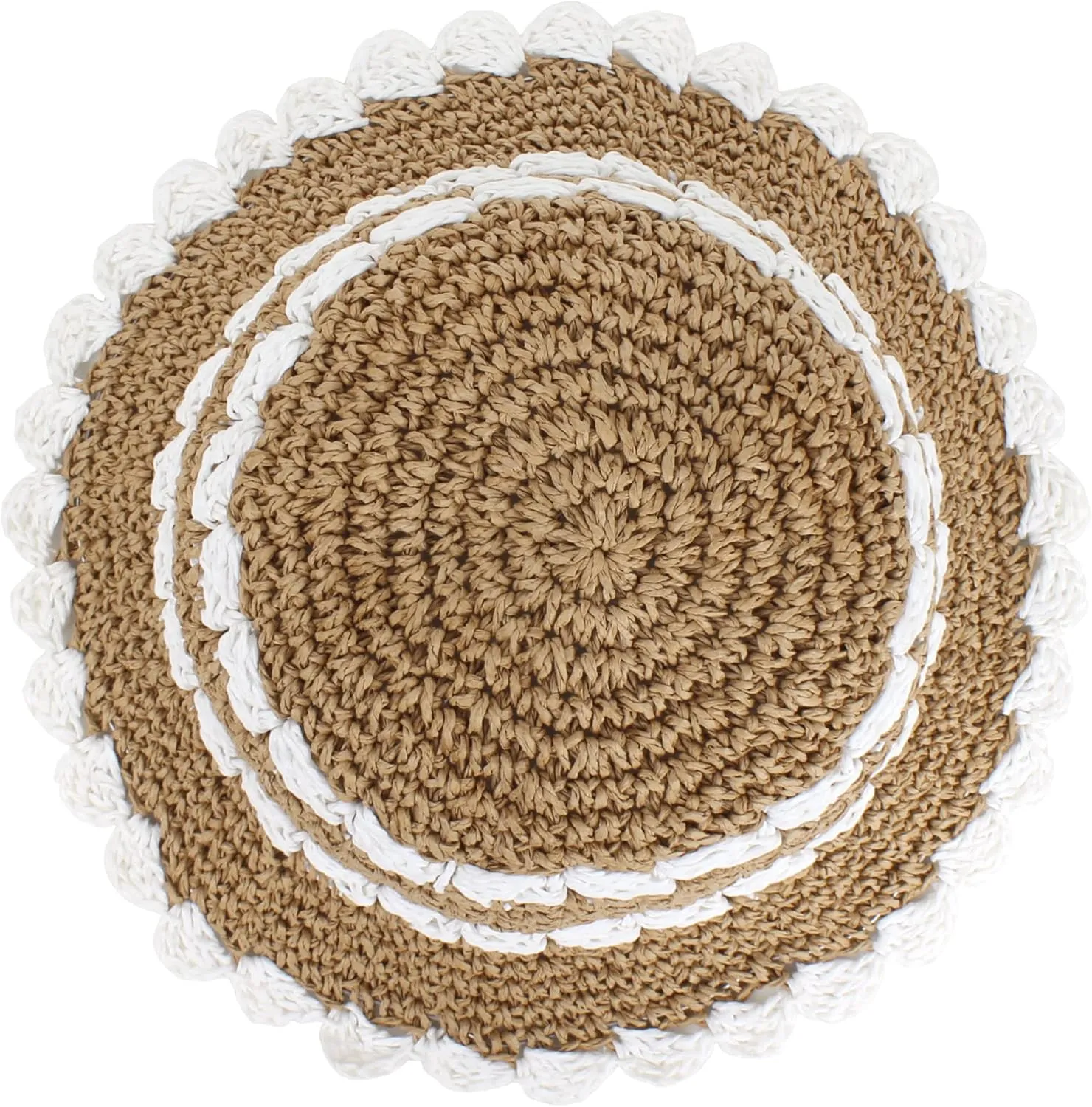 Minache Foldable Wide Brim Colorful Crochet Straw Hat Outdoor Visor Hat for Women Girl