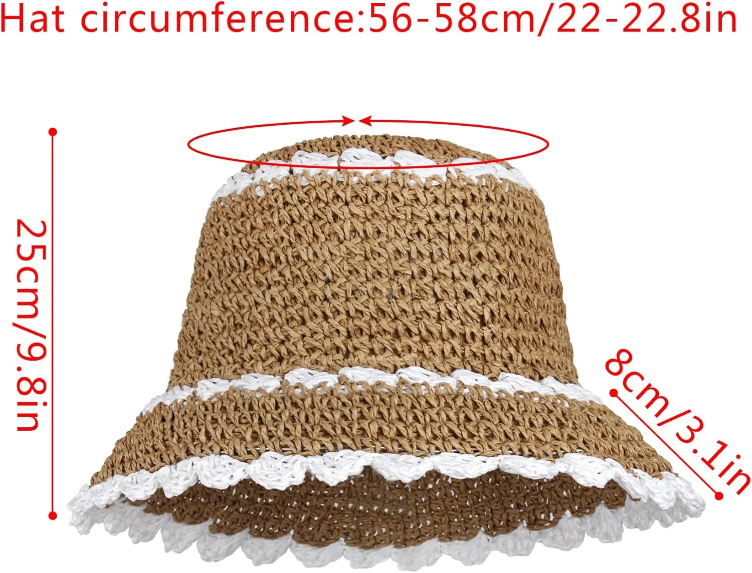 Minache Foldable Wide Brim Colorful Crochet Straw Hat Outdoor Visor Hat for Women Girl