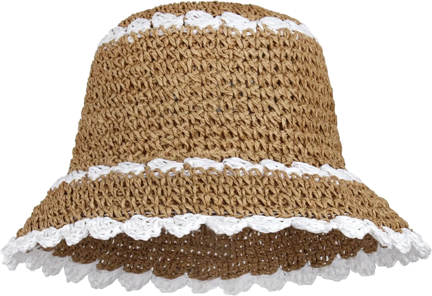 Minache Foldable Wide Brim Colorful Crochet Straw Hat Outdoor Visor Hat for Women Girl