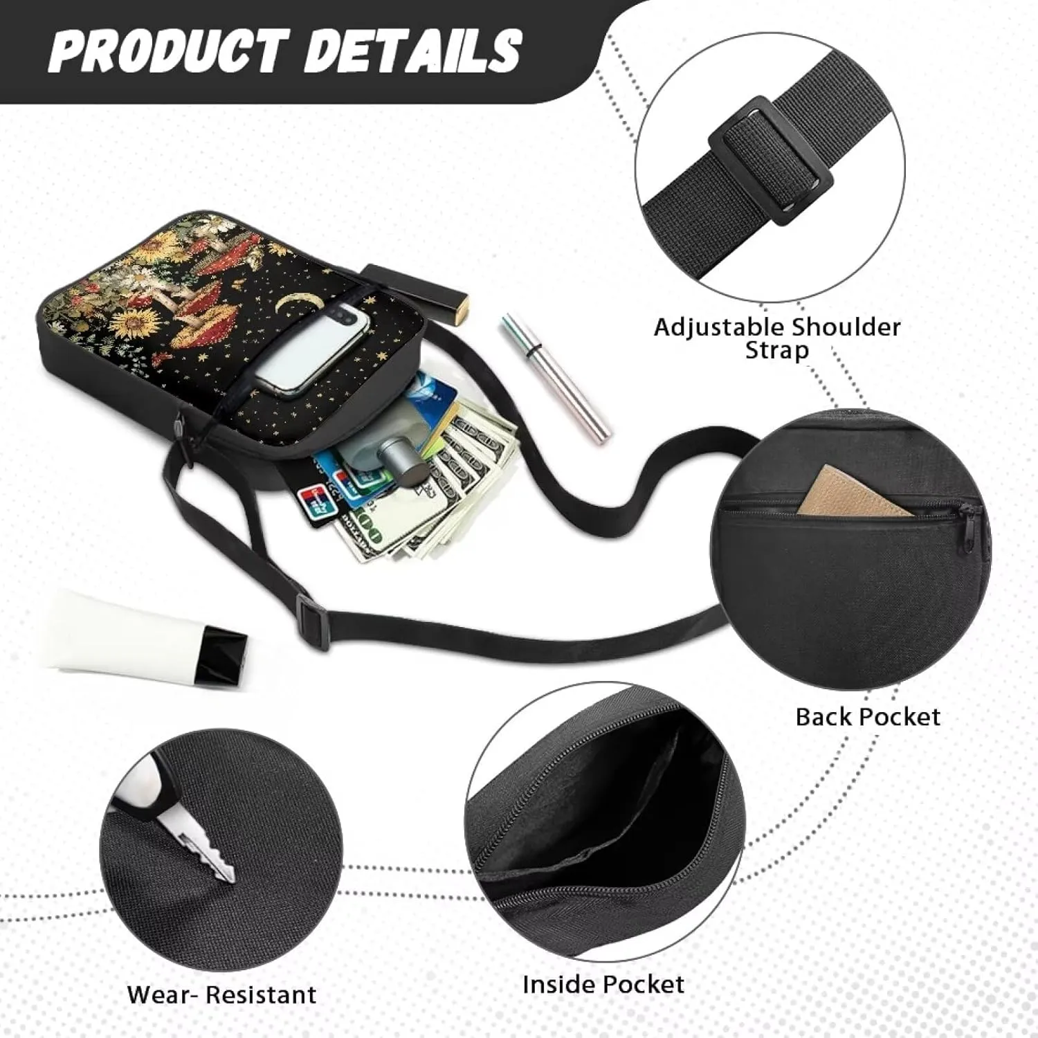 Mini Crossbody Bags Small Shoulder Messenger Bag Purse Cellphone Pouch for Men Women Kids