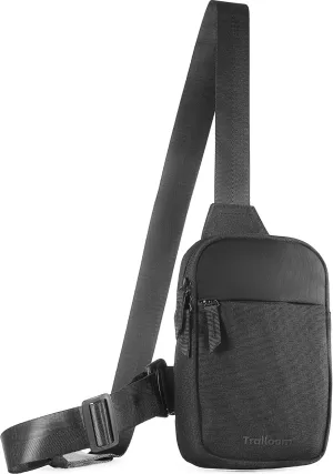 Mini Sling Bag Crossbody Fanny Pack Men & Women - Switchable Strap, RFID Blocking, Water-Repellent,Hidden Pocket - Chest Purse for Travel, EDC, Phone Holder, Small Shoulder pouch (Black)