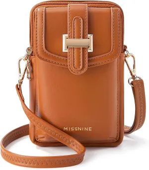 Missnine Small Crossbody Bags for Women Vegan Leather Cell Phone Purses Trendy RFID Wallet Purses with Adjustable Strap