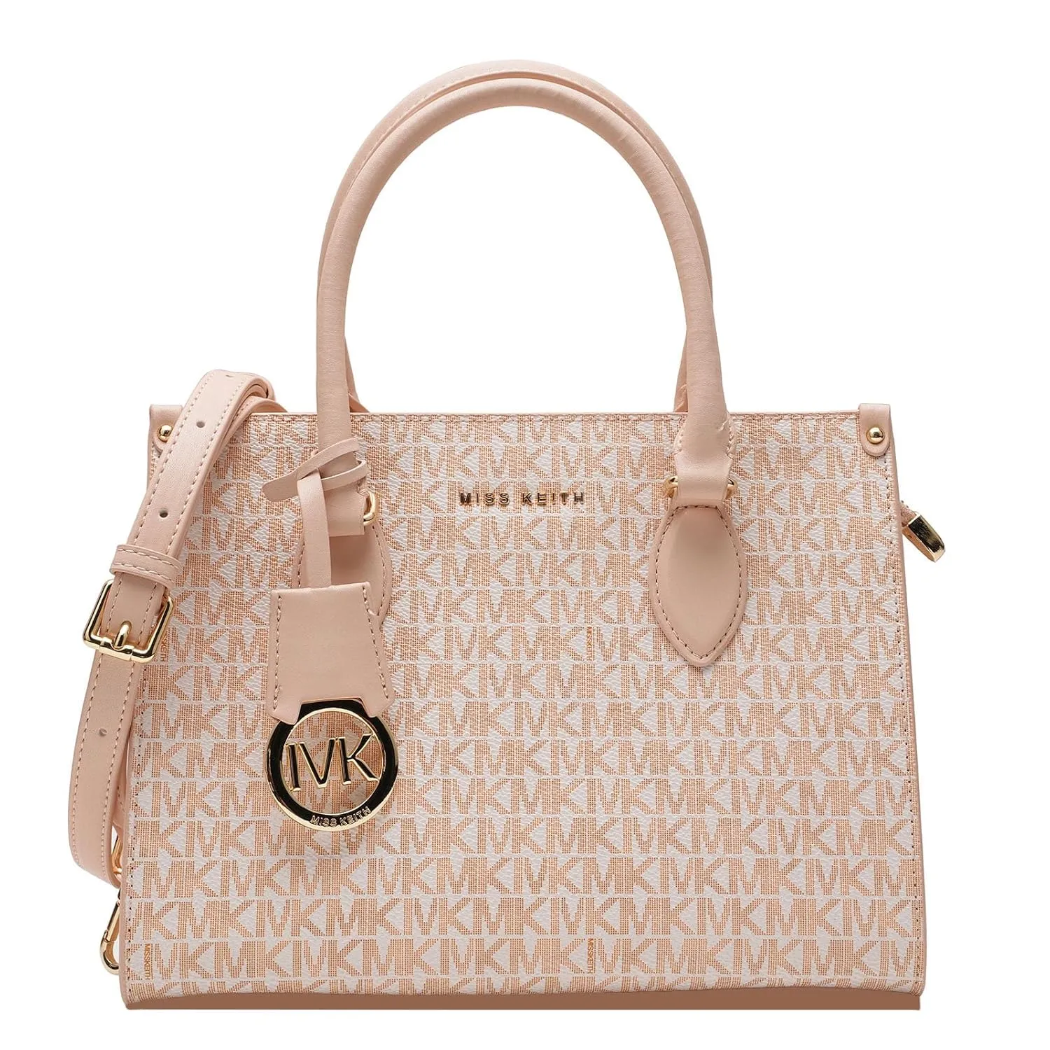 MK Women's Leather Tote, Luxury Shoulder Bag and Crossbody Bag with RFID Protection, Designer Work Tote, Gift for Her(Vanilla color)