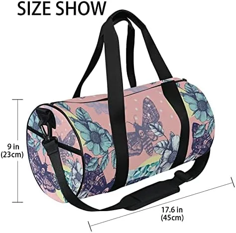 MNSRUU Duffel Bags Death's Moth Skull Sports Gym Bag Travel Luggage Overnight Bags for Men Women Duffel Bags for Traveling