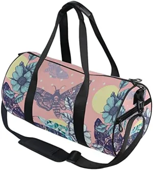 MNSRUU Duffel Bags Death's Moth Skull Sports Gym Bag Travel Luggage Overnight Bags for Men Women Duffel Bags for Traveling