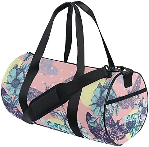 MNSRUU Duffel Bags Death's Moth Skull Sports Gym Bag Travel Luggage Overnight Bags for Men Women Duffel Bags for Traveling