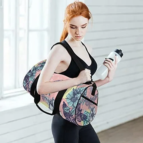 MNSRUU Duffel Bags Death's Moth Skull Sports Gym Bag Travel Luggage Overnight Bags for Men Women Duffel Bags for Traveling