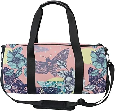 MNSRUU Duffel Bags Death's Moth Skull Sports Gym Bag Travel Luggage Overnight Bags for Men Women Duffel Bags for Traveling