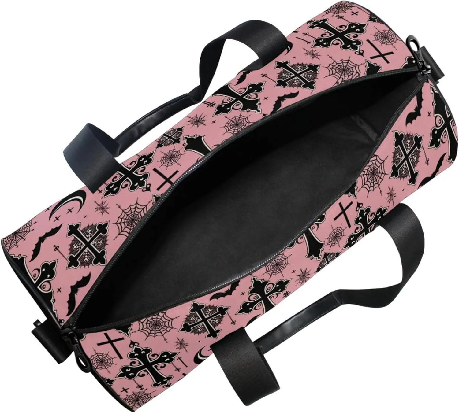 MNSRUU Sports Duffel Bags, Black Gothic Moon Spider Webs and Bats Athletic Gym Bag Overnight Workout Travel Tote Luggage for Men Women Yoga