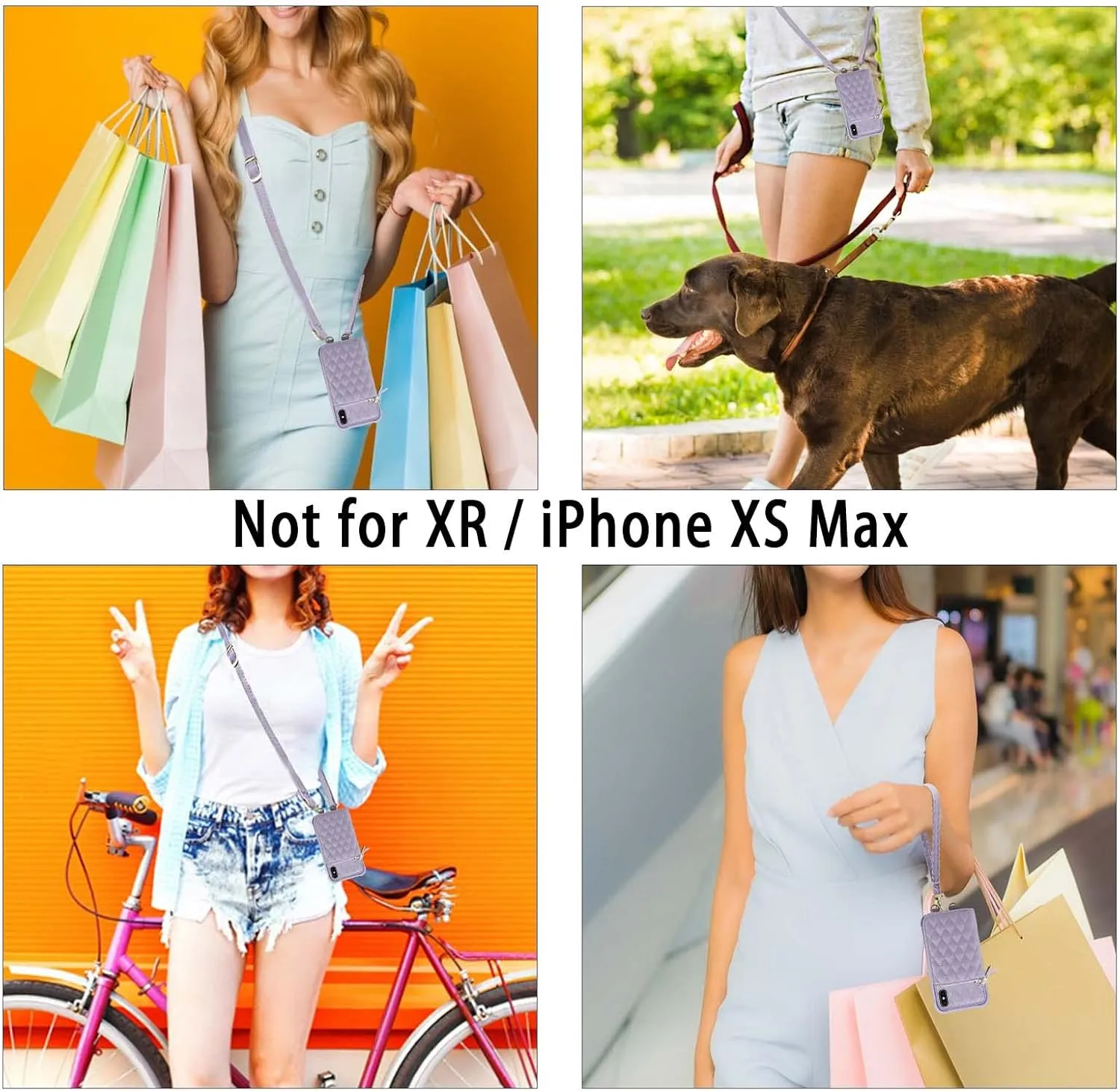 MONASAY Zipper Wallet Case Fit for iPhone X/XS,[Glass Screen Protector ][RFID Blocking] Flip Leather Handbag Phone Cover with Card Holder and Detachable Crossbody Shoulder Lanyard Strap, Light Purple