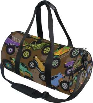Monster Truck Cartoon Cars Gym Duffle Bag Women Men Sports Fitness Bag Travel Workout Gymnastics Dance