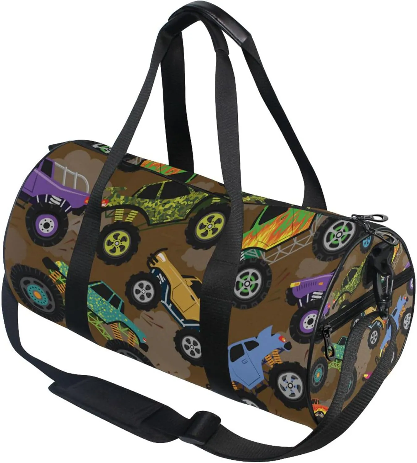 Monster Truck Cartoon Cars Gym Duffle Bag Women Men Sports Fitness Bag Travel Workout Gymnastics Dance