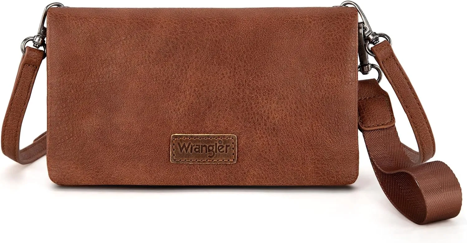 Montana West Wrangler Womens Wristlet Wallet RFID Blocking Bifold Clutch Credit Card Holder Purse with Crossbody Strap