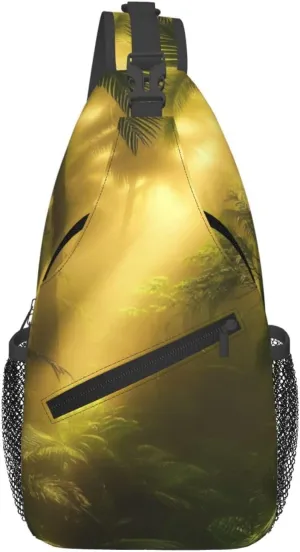 Morning Sunlight In Wilderness Pattern Sling Bag Cross Body Bag Shoulder Bag Fanny Pack Travel Hiking Daypack For Women Men