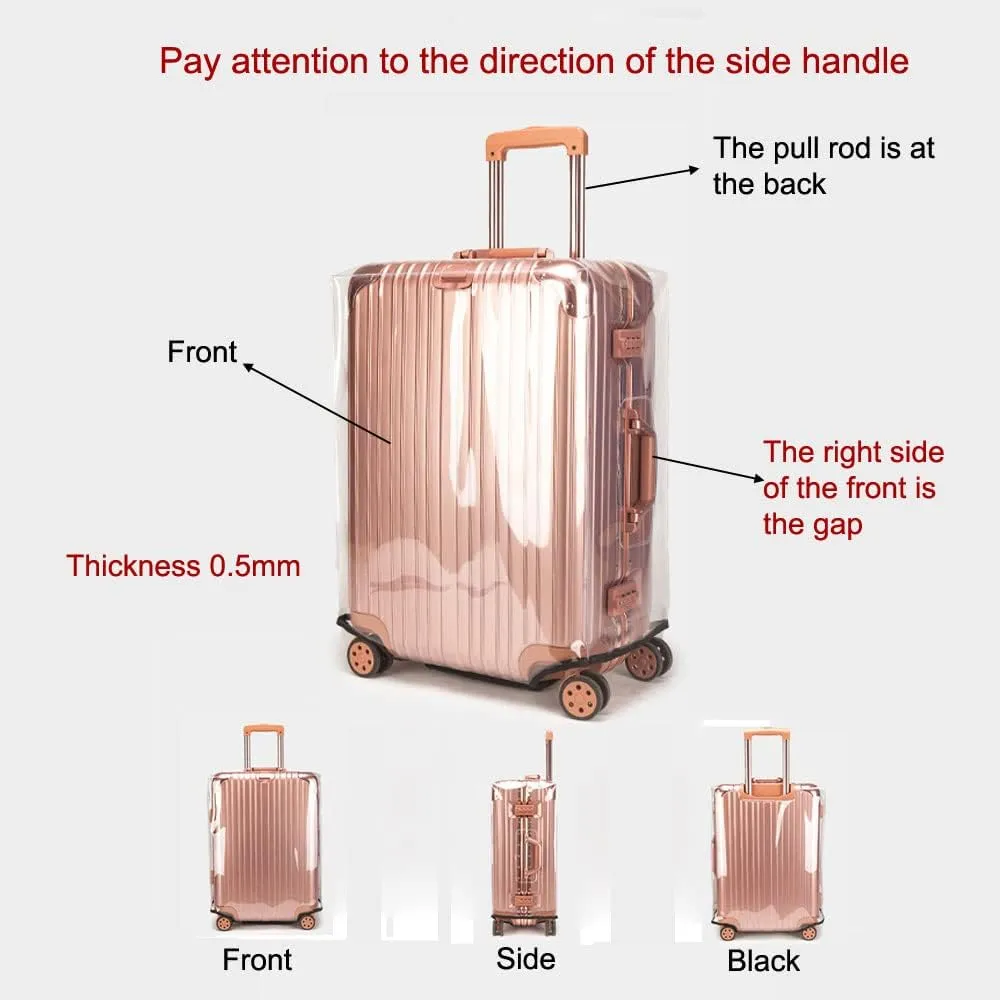MosaiRudo Clear PVC Luggage Cover Protectors Transparent Travel Luggage Protector for Wheeled Suitcase (No border Thickness 0.5mm, 20inch)
