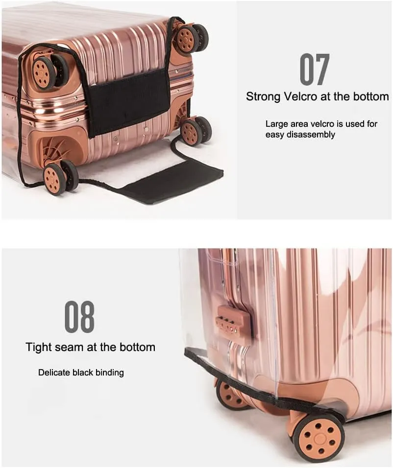 MosaiRudo Clear PVC Luggage Cover Protectors Transparent Travel Luggage Protector for Wheeled Suitcase (No border Thickness 0.5mm, 20inch)