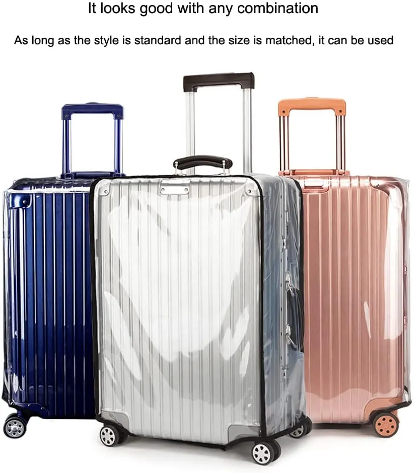 MosaiRudo Clear PVC Luggage Cover Protectors Transparent Travel Luggage Protector for Wheeled Suitcase (No border Thickness 0.5mm, 20inch)
