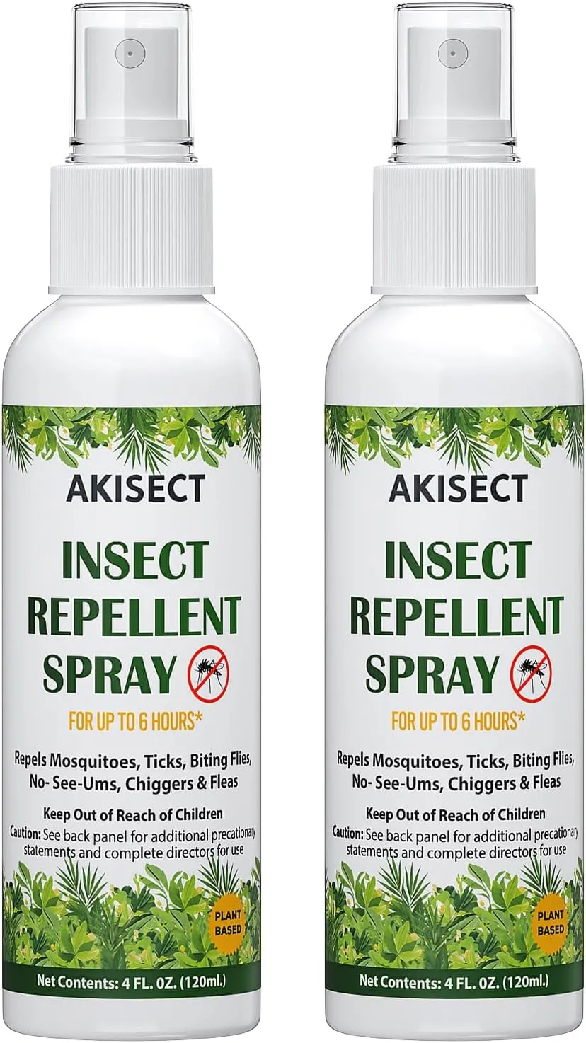 Mosquito Repellent Spray for Body, Bug Spray Travel Size, Plant-Based, DEET-Free, Insect Repellent for Skin 4 Fl Oz (2 Pack)