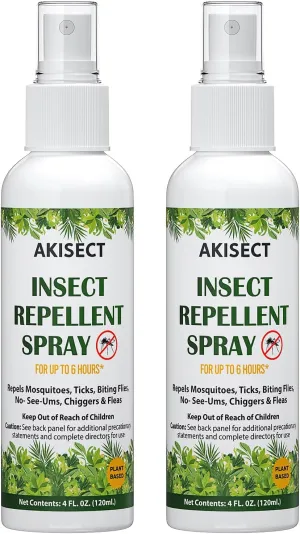 Mosquito Repellent Spray for Body, Bug Spray Travel Size, Plant-Based, DEET-Free, Insect Repellent for Skin 4 Fl Oz (2 Pack)