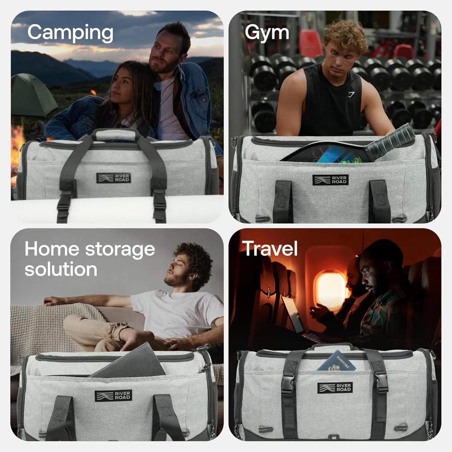 Movex 33L Medium Gym Duffle Bag - Scratch-Resistant Workout Duffle Bag for Travel Men and Women - Travel - Perfect Carry On (Gray)