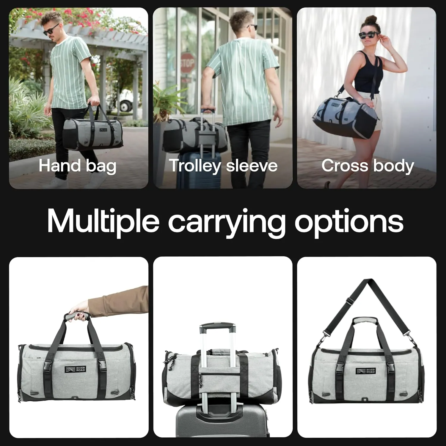 Movex 33L Medium Gym Duffle Bag - Scratch-Resistant Workout Duffle Bag for Travel Men and Women - Travel - Perfect Carry On (Gray)