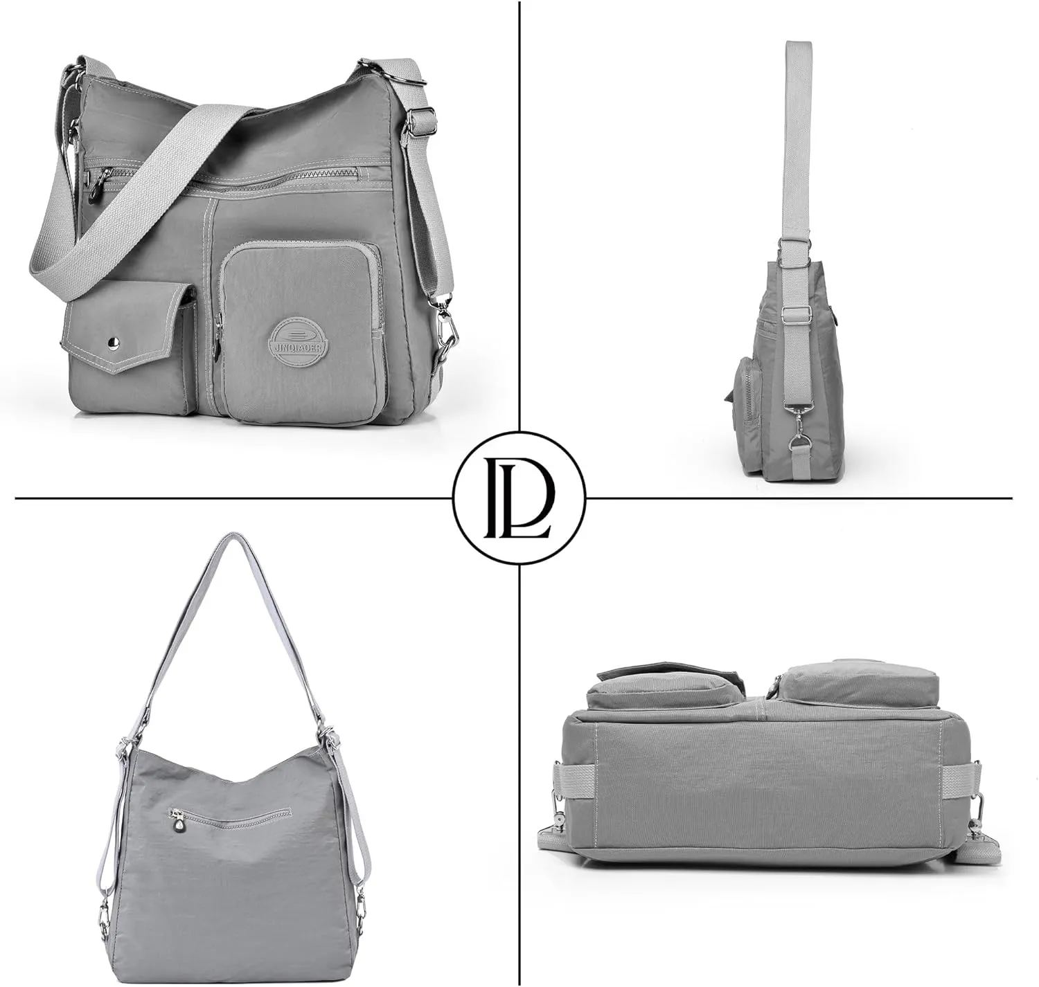 Multipurpose Hobo Purse for Women with Antitheft RFID, Waterproof Nylon Crossbody Bag Shoulder Handbag, Convertible Backpack