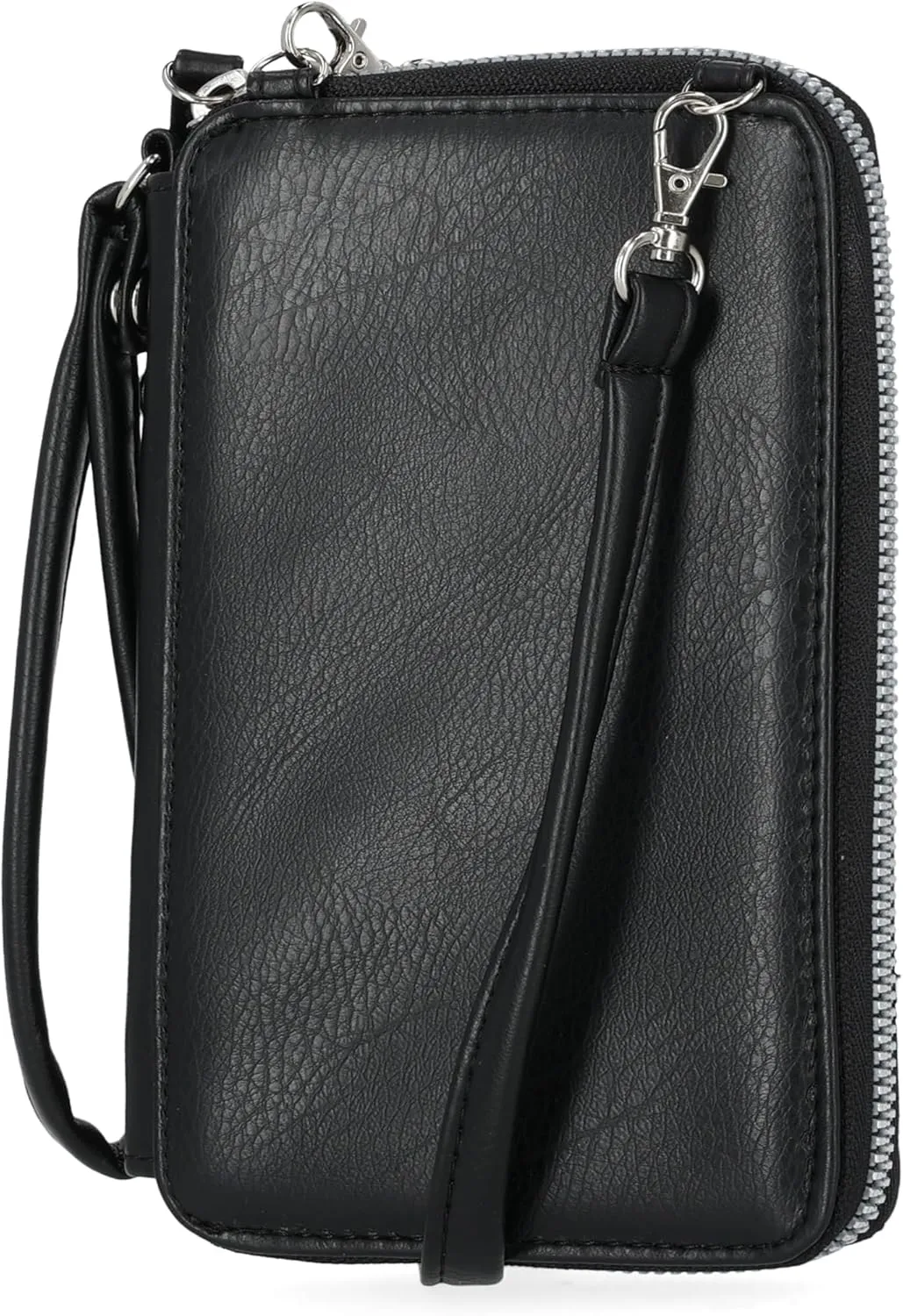 Mundi Jacqui RFID Blocking Crossbody Wallet Bag for Women, Compact Travel Size Cell Phone Holder Purse Vegan Leather, Black