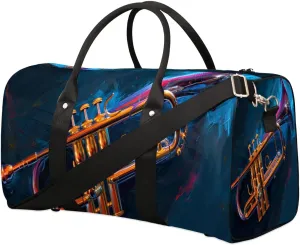 Musical Instrument Trumpet Travel Duffel Bag for Women Men Waterproof Foldable Overnight Weekender Bag Large Capacity Sports Gym Bag