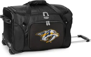 Nashville Predators Lightweight 22-inch Wheeled Duffel Bag with Telescopic Handle - Perfect Overnight Bag for Travel, Weekend Getaways, Airports, Gym, and Commuting