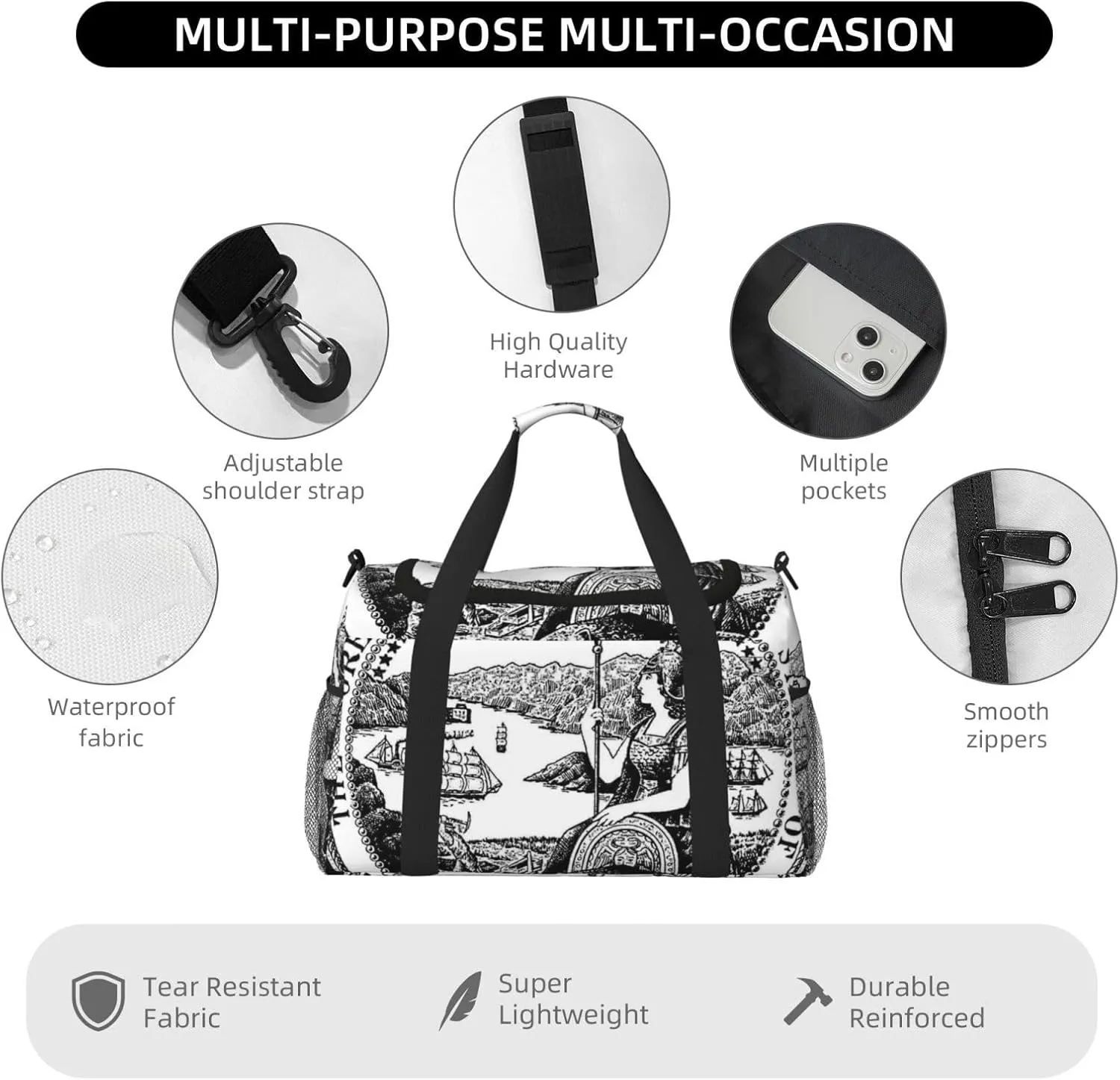 National Emblem Of California Travel Duffel Bag Large Foldable Waterproof Overnight Bag For Beach Swim Bags Pool Sports Gym
