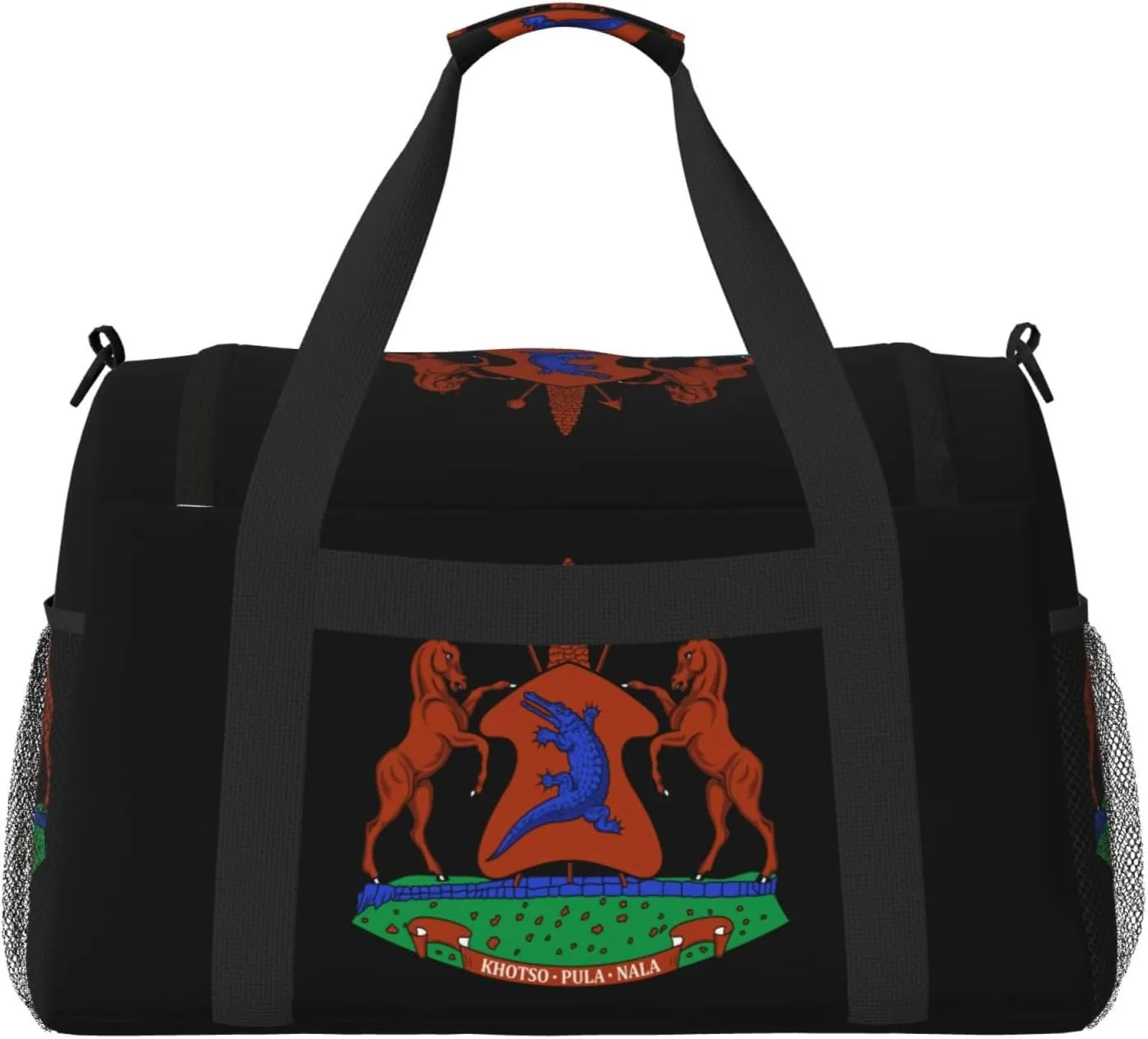 National Emblem Of Lesotho Travel Duffel Bag Large Foldable Waterproof Overnight Bag For Beach Swim Bags Pool Sports Gym