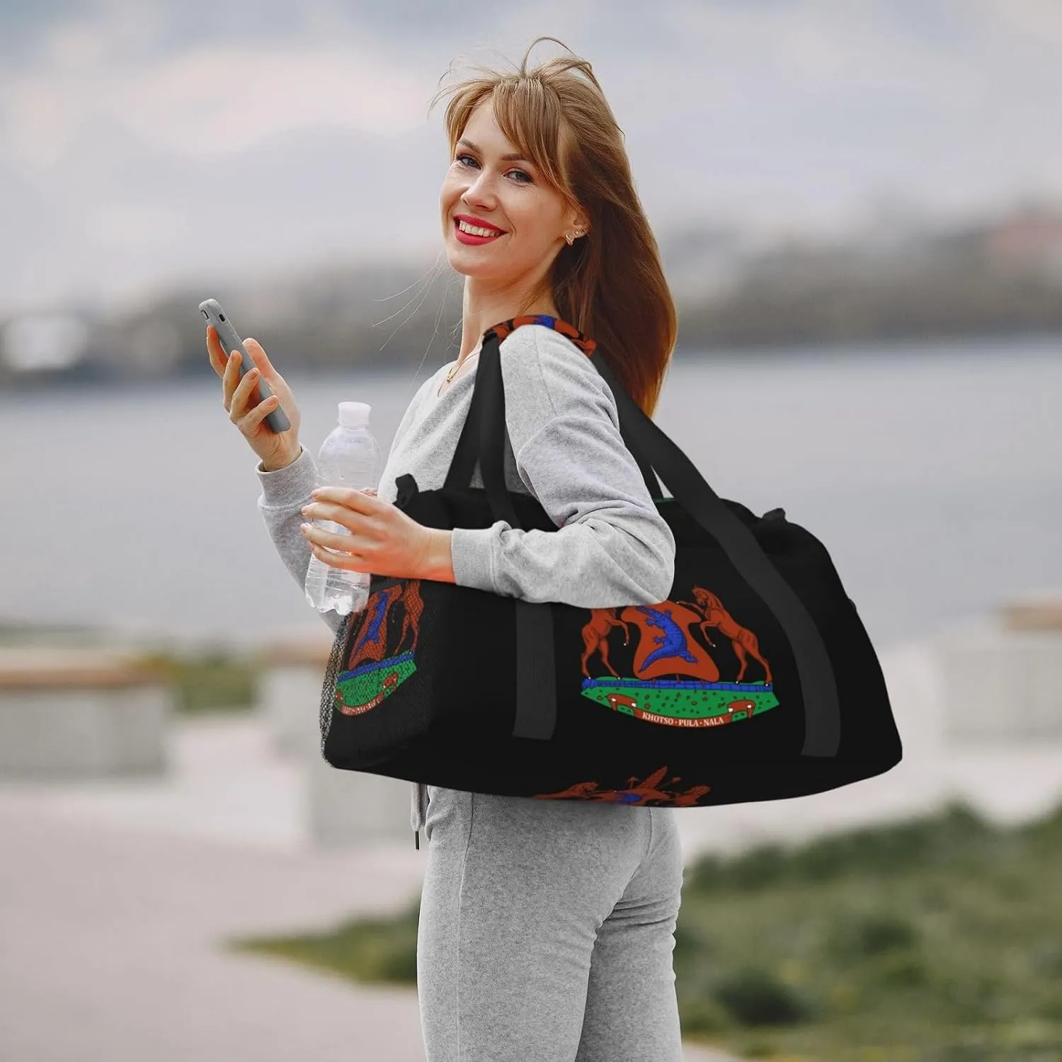 National Emblem Of Lesotho Travel Duffel Bag Large Foldable Waterproof Overnight Bag For Beach Swim Bags Pool Sports Gym