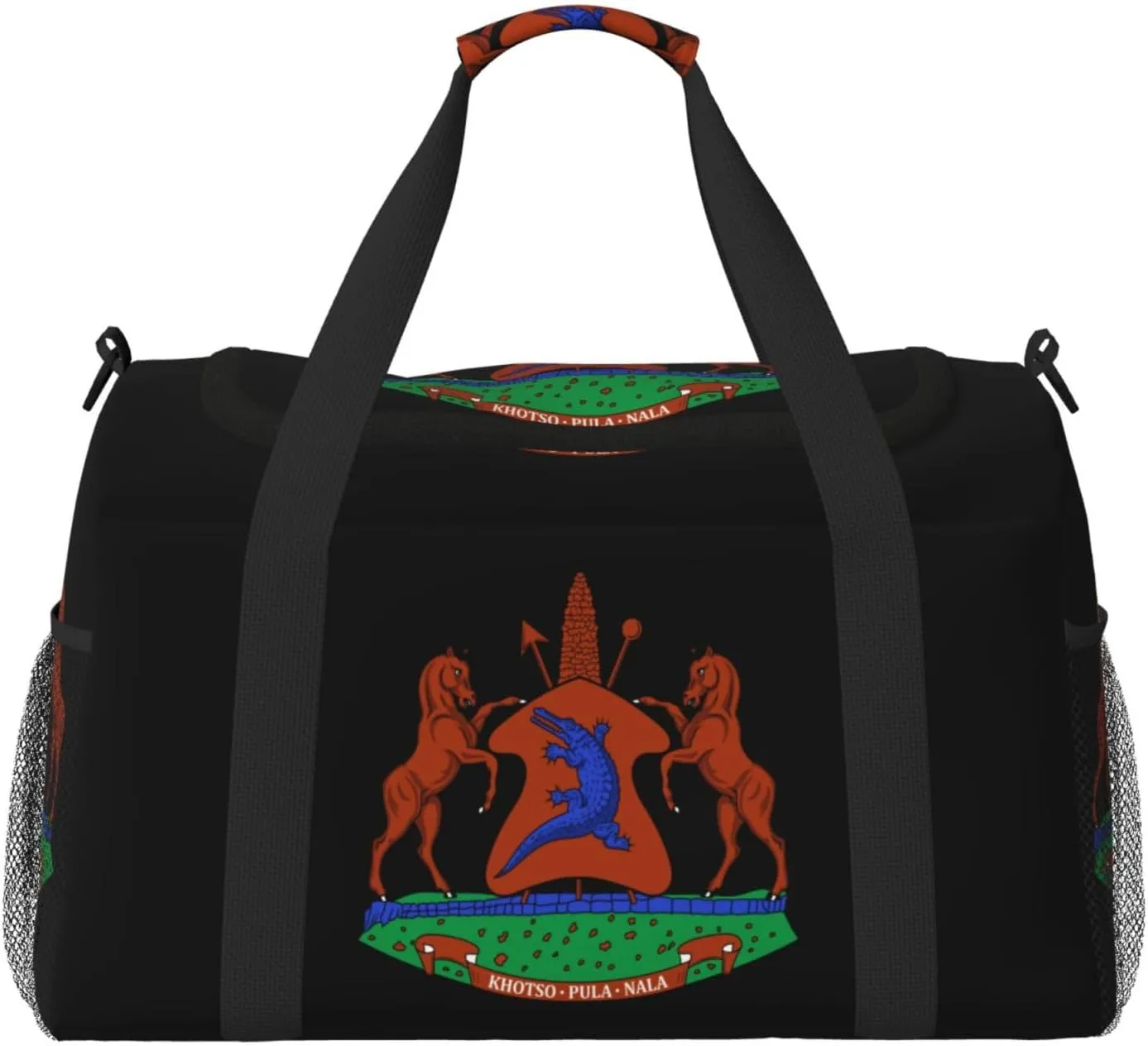 National Emblem Of Lesotho Travel Duffel Bag Large Foldable Waterproof Overnight Bag For Beach Swim Bags Pool Sports Gym