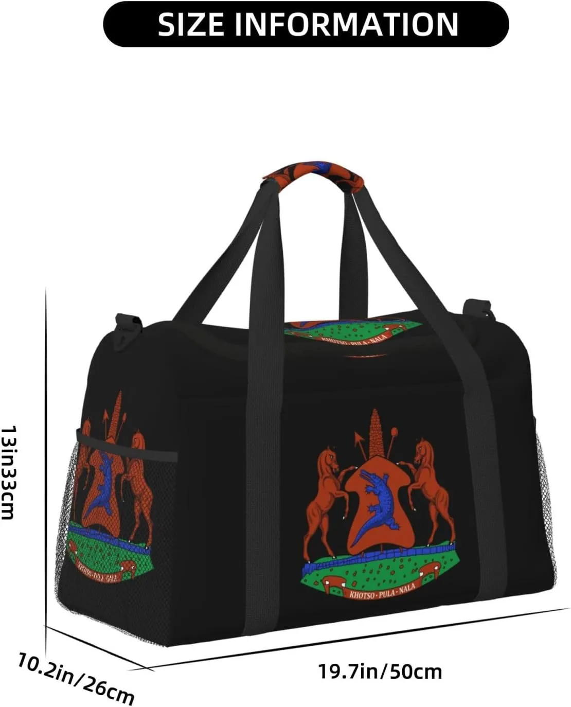 National Emblem Of Lesotho Travel Duffel Bag Large Foldable Waterproof Overnight Bag For Beach Swim Bags Pool Sports Gym