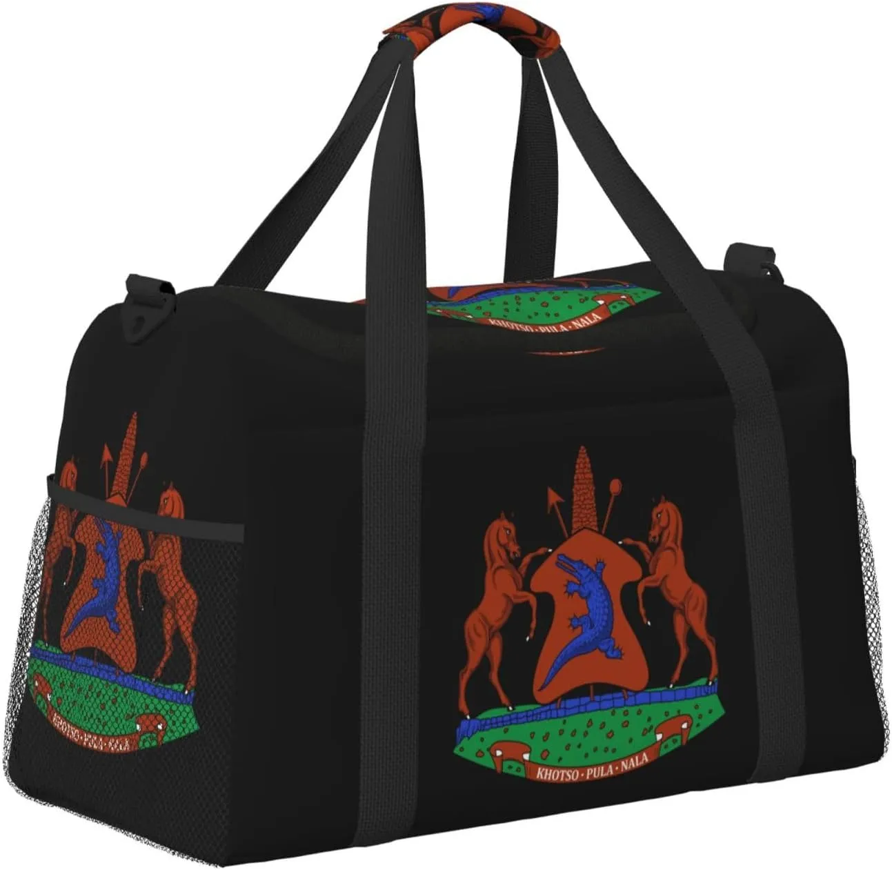 National Emblem Of Lesotho Travel Duffel Bag Large Foldable Waterproof Overnight Bag For Beach Swim Bags Pool Sports Gym