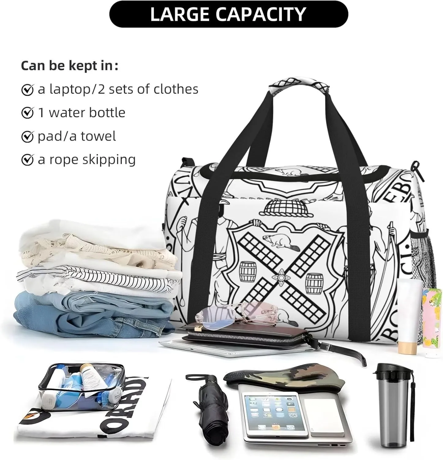 National Emblem Of New York Travel Duffel Bag Large Foldable Waterproof Overnight Bag For Beach Swim Bags Pool Sports Gym
