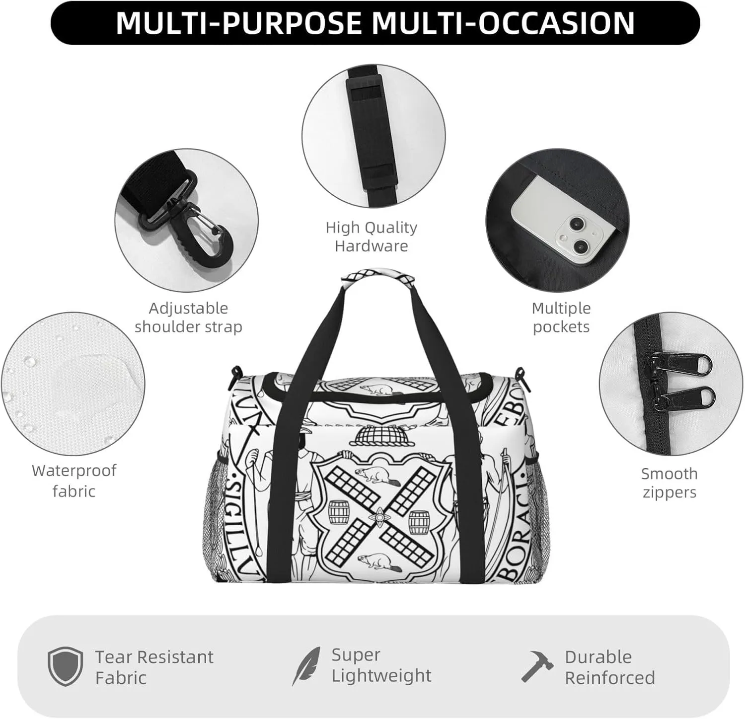 National Emblem Of New York Travel Duffel Bag Large Foldable Waterproof Overnight Bag For Beach Swim Bags Pool Sports Gym