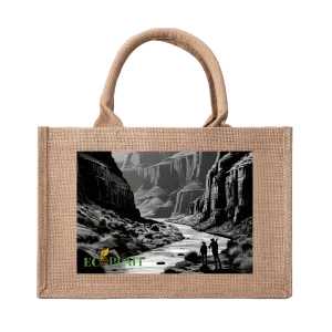 Natural Fiber Jute Tote Bag Canyon Landscape
