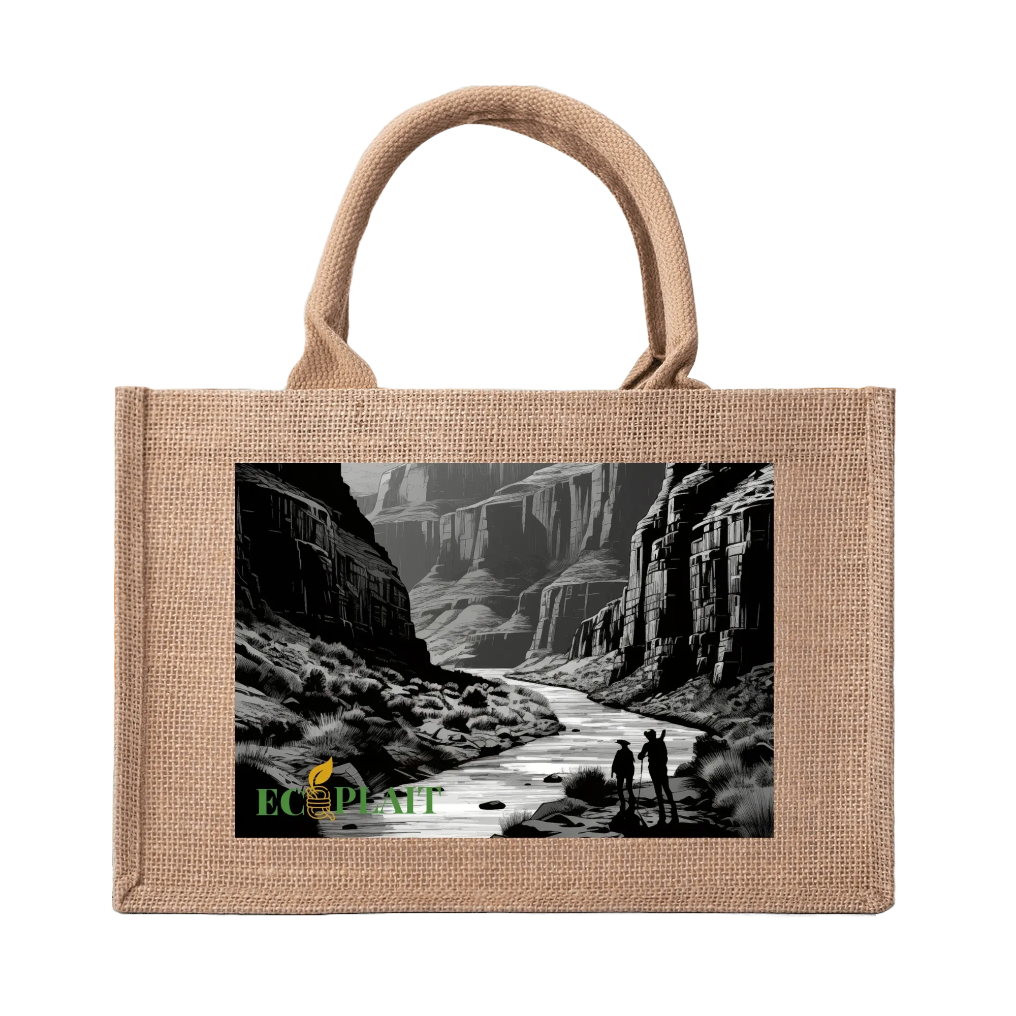 Natural Fiber Jute Tote Bag Canyon Landscape