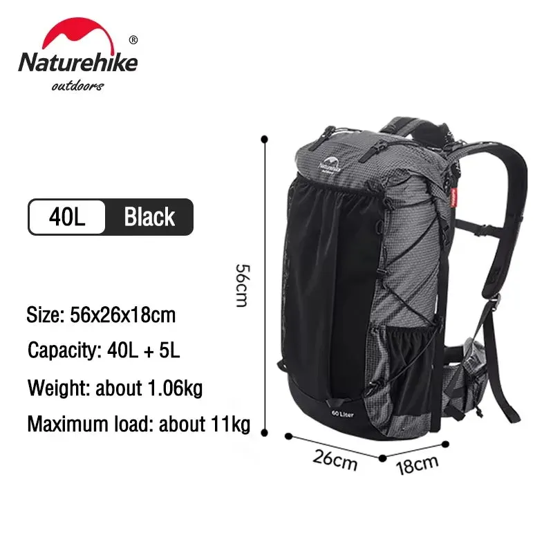 NATUREHIKE 60 5L Climbing Backpack with Rain Cover – Large Capacity Hiking and Camping Bag