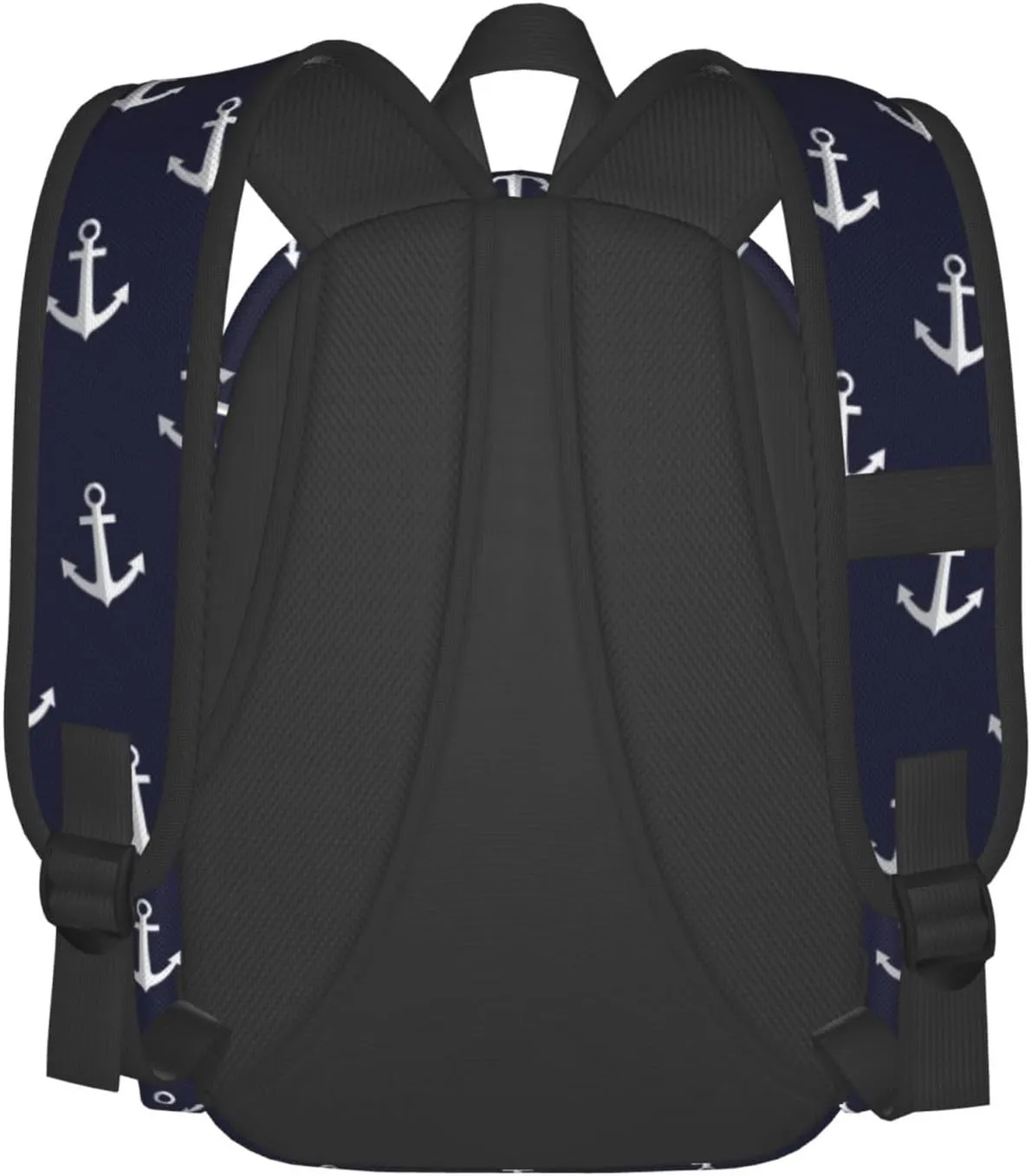 Nautical Anchors Navy Blue Laptop Backpack For Men Women, Lightweight Daypack Bookbag For Daily Commutes Business Travel Hiking