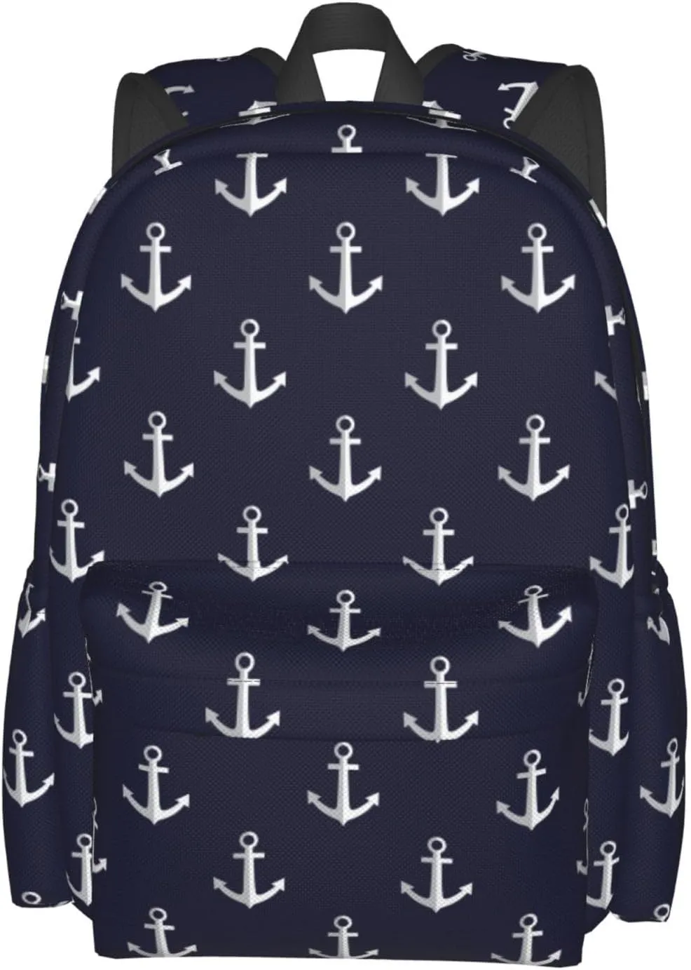 Nautical Anchors Navy Blue Laptop Backpack For Men Women, Lightweight Daypack Bookbag For Daily Commutes Business Travel Hiking
