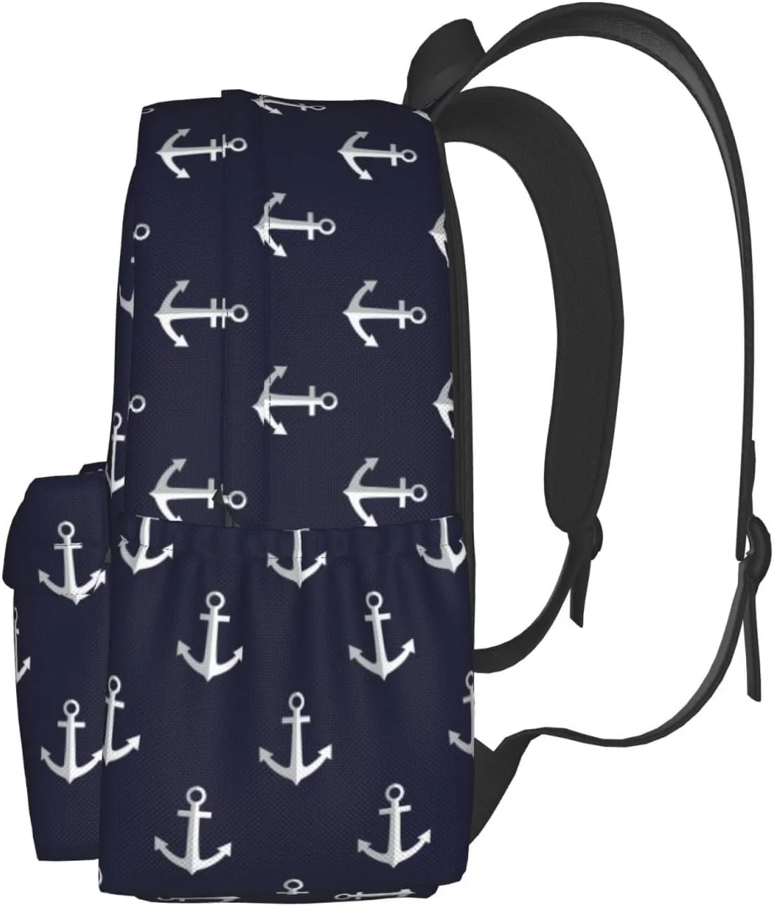 Nautical Anchors Navy Blue Laptop Backpack For Men Women, Lightweight Daypack Bookbag For Daily Commutes Business Travel Hiking