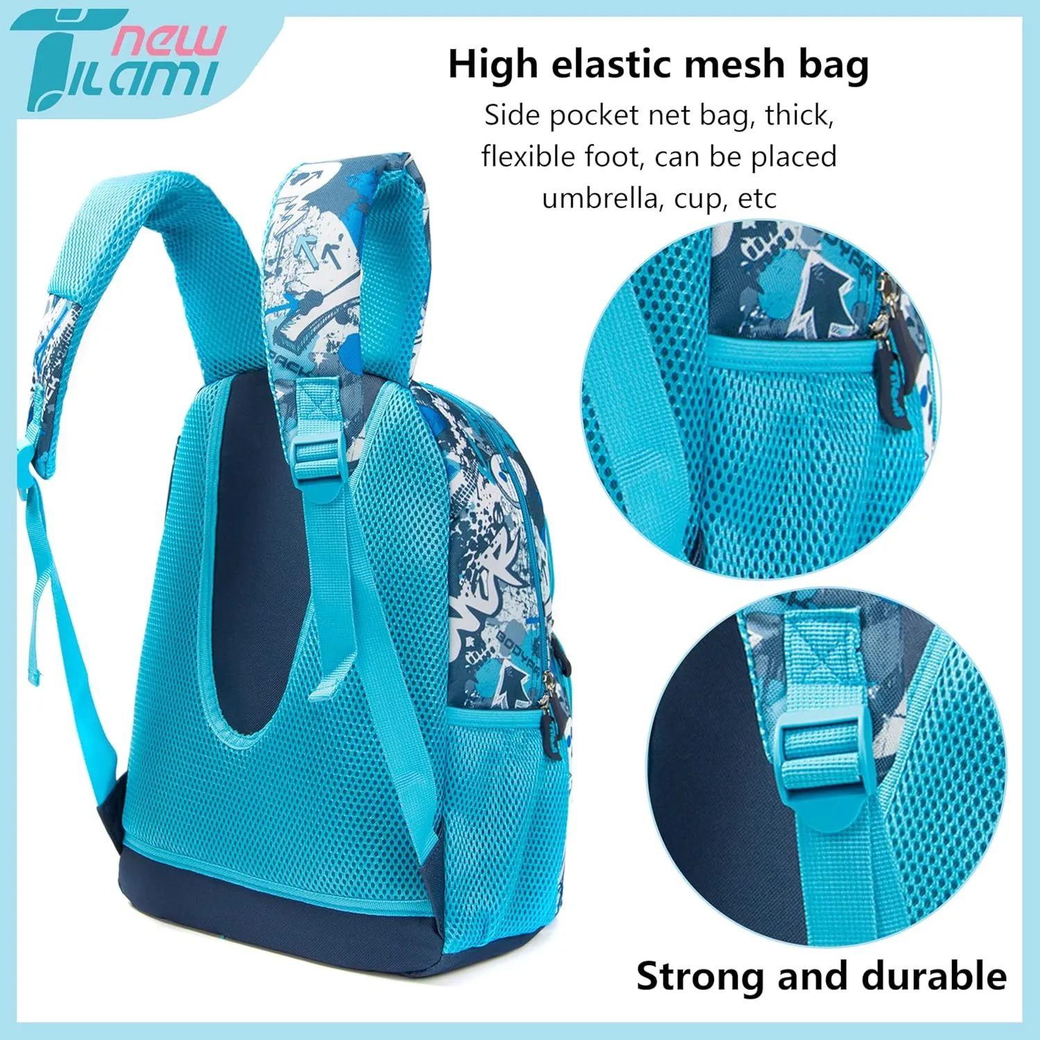 NEW TILAMI 14 Inch kid Toddler Backpack Boys Girls School Bag Kindergarten Elementary Cute Backpacks, Blue