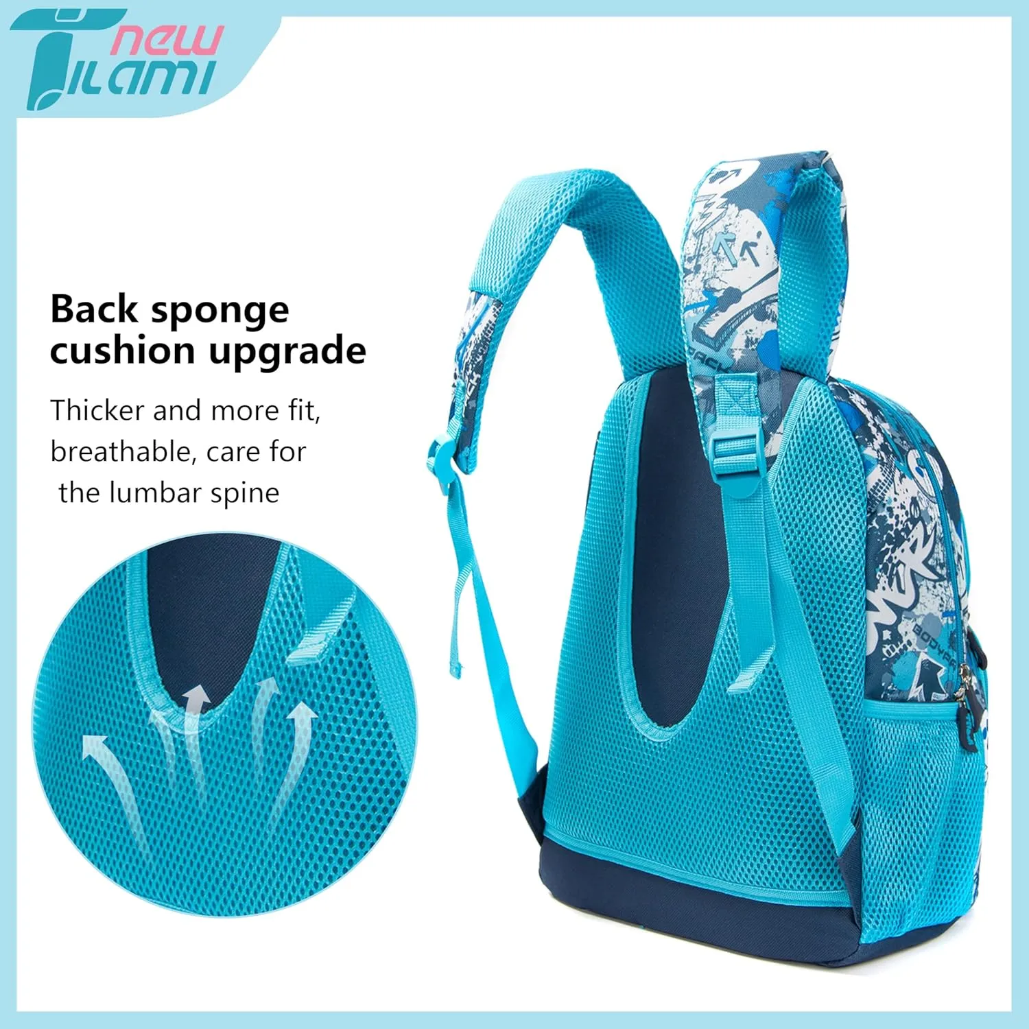 NEW TILAMI 14 Inch kid Toddler Backpack Boys Girls School Bag Kindergarten Elementary Cute Backpacks, Blue
