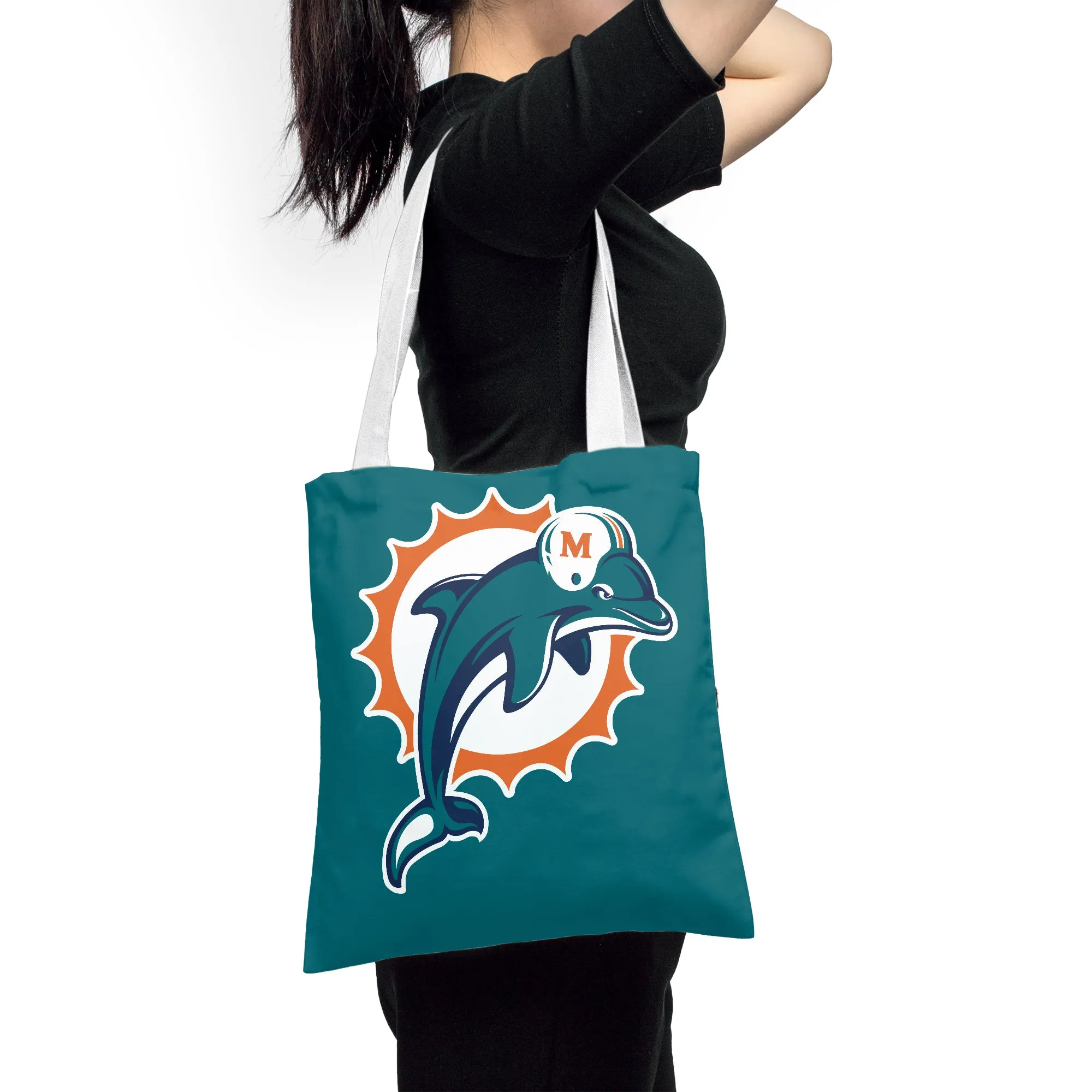 NFL Miami Dolphins Polyester Canvas Tote Bag – Durable and Stylish