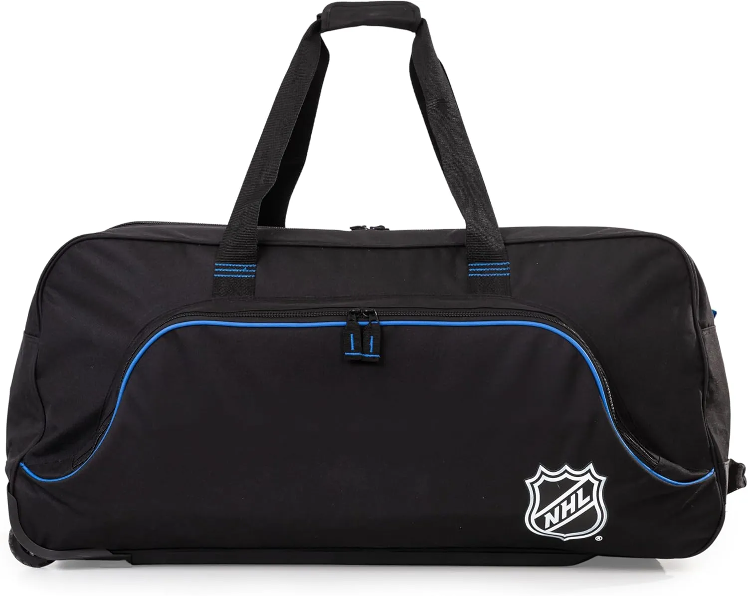 NHL 34-Inch Black Rolling Hockey Bag with Wheels Heavy Duty Oversized Travel Duffle Bag