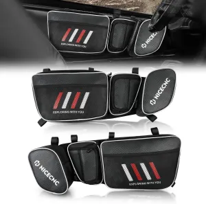 NICECNC X3 Door Bags, Upgraded PVC 1680D Oxford, Carbon Fiber Design, 2 Detachable Sponge Pad, UTV X3 Front Door Bags, Compatible with Can Am Maverick X3 Max XRS XDS XMR Turbo R 2017-2022, Red