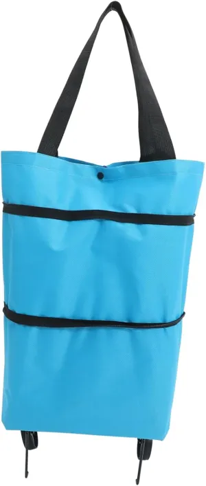 NUOBESTY Travel Shopping Trolley Large Collapsible Trolley Bag Reusable Grocery Pouch for Mall Beach Travel